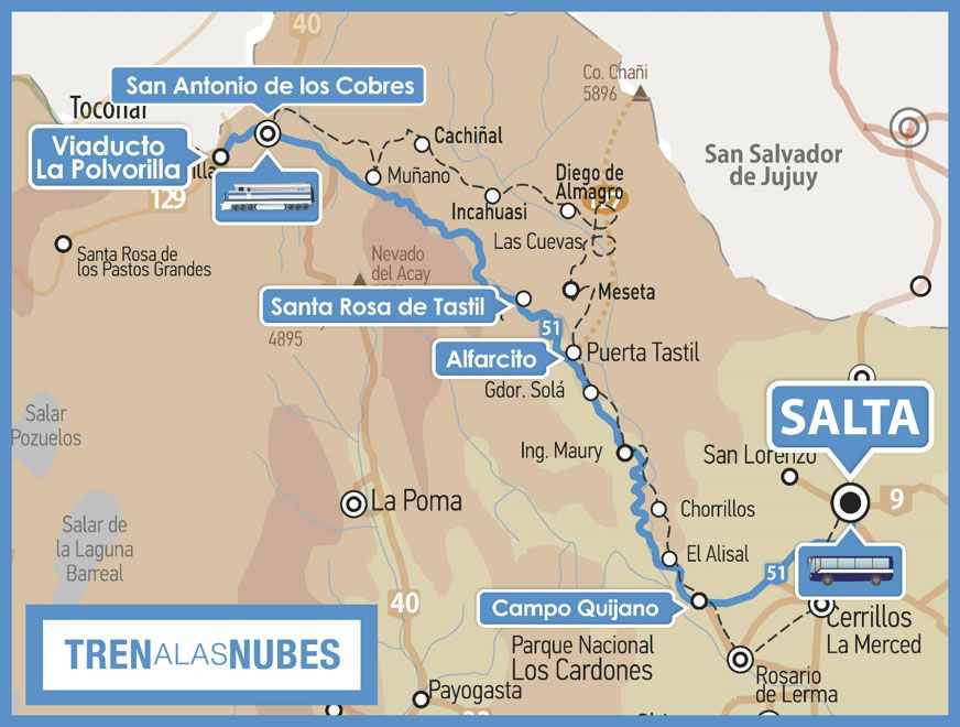 Mapa del Tren a las Nubes