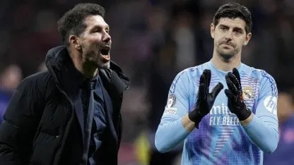 Thibaut Courtois y Diego Simeone