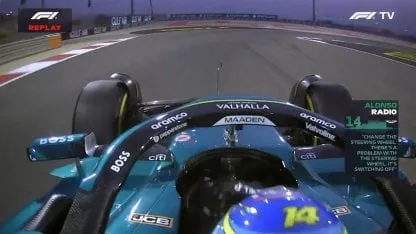Insólito: a Alonso se le desprendió el volante de su Aston Martin