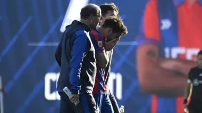Cerutti se lesionó en el primer tiempo y se fue llorando desconsoladamente