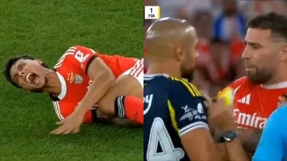 Ya son amigos: Otamendi defendió a Richard Ríos en un amistoso del Benfica