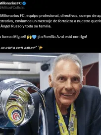 El emotivo mensaje de Millonarios, en solidaridad con Miguel Ángel Russo El emotivo mensaje de Millonarios, en solidaridad con Miguel Ángel Russo