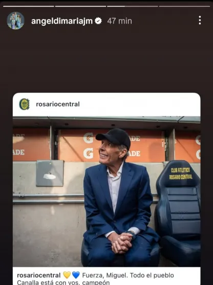 El mensaje de Ángel Di María, en apoyo a Miguel Ángel Russo El mensaje de Ángel Di María, en apoyo a Miguel Ángel Russo