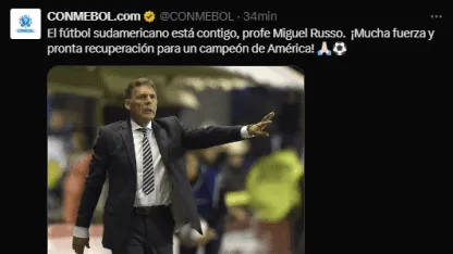 El mensaje de la Conmebol en apoyo a Miguel Ángel Russo El mensaje de la Conmebol en apoyo a Miguel Ángel Russo