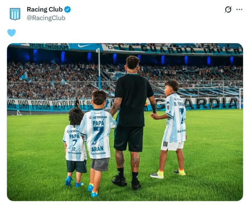 El posteo de Racing en X